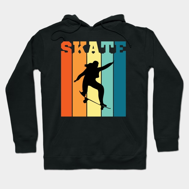 Skateboard Girl - Girls Can Skateboard Retro Hoodie by Ivanapcm